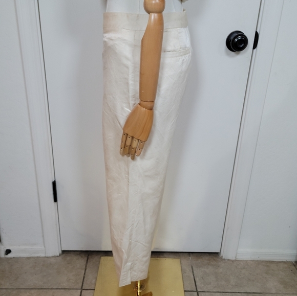 Banana Republic Y2K 2003 100% Silk Cream Crop Pants Size 6 - Picture 4 of 12